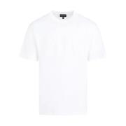 Hvid Bomulds T-Shirt med Broderet Logo