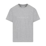 Grå Melange Bomuld T-Shirt Kort Ærme