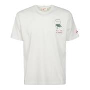Hvid Bomulds T-Shirt med Side Print