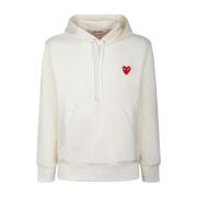 Hvidt Hjerte Applikation Hættetrøje Sweater