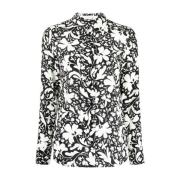 Langærmet silkeskjorte med mønster