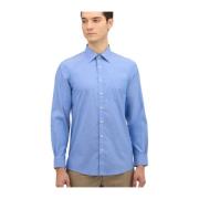 Blå Slim Fit Non-Iron Stretch Bomuldsskjorte med Ainsley Krave