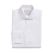Hvid Regular Fit Thomas Mason Bomuldsskjorte med engelsk spredt krave