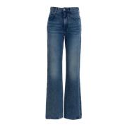 Mittelblau Acidwash Straight Cut Jeans