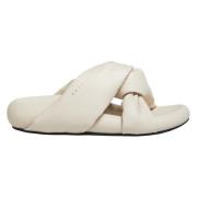 Ivory twisted leather bubble sandal