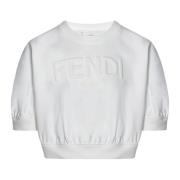 Hvid Cropped Sweatshirt med præget logo