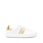 Ivory White Gold Sneakers Greca Broderet