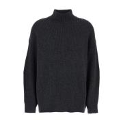 Grå Lurex Høj Hals Sweater