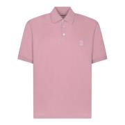 Pink Polo Shirt Kortærmet Broderet