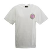 Blomstret Crewneck T-shirt med Pegaso Broderi