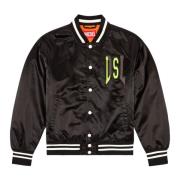 Satin track jacket with LIES patches