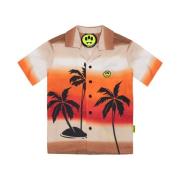 Tropisk Print Kortærmet Skjorte