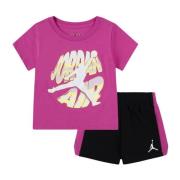 Fuchsia Baby Pige Outfit Logo Print