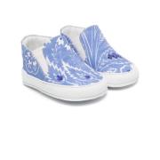 Blå Paisley Slip-On Læder Sneakers