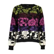 Sort Crew Neck Sweater med Kontrastdetaljer