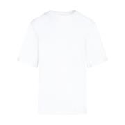 Hvid Bomulds T-Shirt Rund Hals