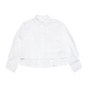 Hvid Bomuldsskjorte med Nummer Motiv