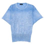 Azurblå Linnedstrik T-shirt