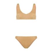 Guld Lurex Bikini U-Hals Stil