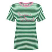 Stribet Dames T-shirt Grøn
