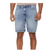 Denim slim stretch shorts - Blå