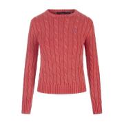 Kabelstrik Koralkoral Rundhals Sweater