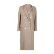 Beige Cashmere Double-Breasted Coat