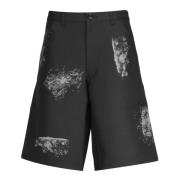 Sort Plettet Bermuda Shorts