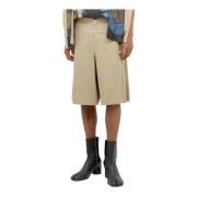 Wool Twill Double-Front Bermuda Shorts