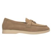 Kvinders Beige Tassel Loafers lavet af Nubuck ER00114687