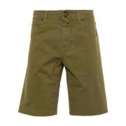 Grøn Oliven Bomuld Bermuda Shorts