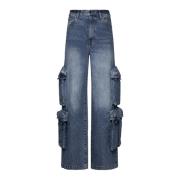 Indigo Denim Wide Leg Jeans