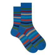 Italienske ultralette korte sokker blå striber