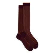 Burgundy Wide Rib Cotton Socks