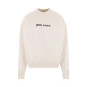 Beige Sweater med Logo Print