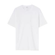 Hvid Crew Neck T-shirt med Lomme
