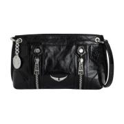 Vintage Sort Patentlæder Crossbody Taske