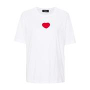 Hvid Bomulds T-shirt med Rød Logo