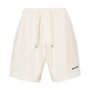 Hvide Broderede Bermuda Shorts
