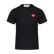 Sort Hjerte Patch Bomuld T-Shirt