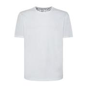 Klassisk Hvid Rundhals T-Shirt med Knapper