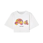 Bear Graphic Crop T-shirt Hvid