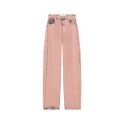 Blush Pink Marble-Washed Carrot Jeans