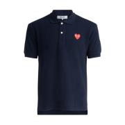 Navy Blue Polo Shirt med Rød Hjerte