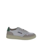 Hvide Lave Top Sneakers med Grøn Tag