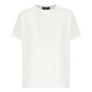 Hvid Bomulds T-shirt Crew Neck Kort Ærme