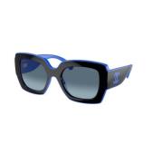 Stilfulde sorte solbriller med blå linser