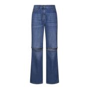 Blå Cut Out Bootcut Jeans