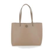 Beige Tote Taske med Dobbelt T Logo