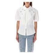 Hvid Embellished Bomuld Skjorte AW24